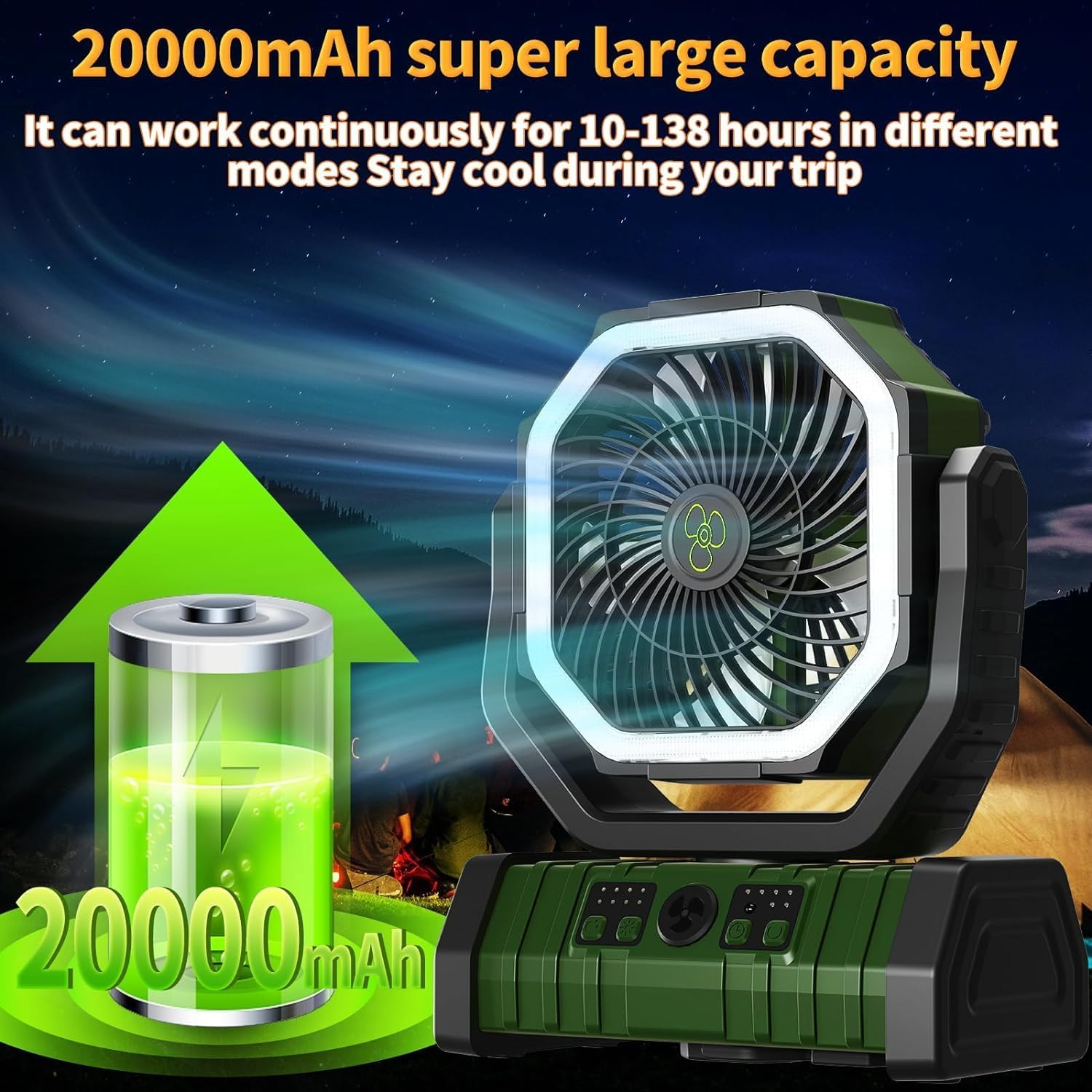 Portable Camping Fan Rechargeable