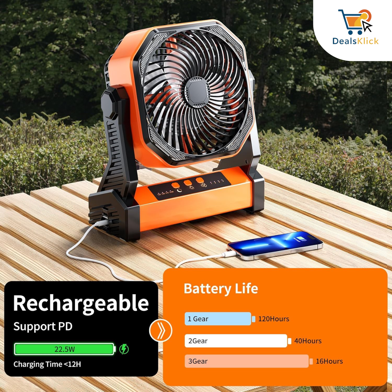 Portable Camping Fan Rechargeable